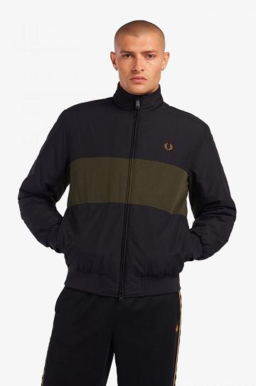 Kurtka Fred Perry Colour Block Watowany Brentham Męskie Czarne | PL 1183EBCX